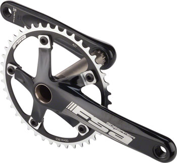 Full Speed Ahead Gossamer Tandem Front Crankset - 175mm, Single Speed, 42t, 130 BCD, Full Speed Ahead MegaExo Spindle Interface, Black EA Crankset