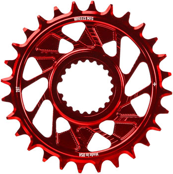 Wheels Manufacturing Direct Mount Chainring - 28t, Shimano Direct Mount, 1.5mm Outboard Offset, HG+ Chain Compatible, Red EA Direct Mount Chainrings