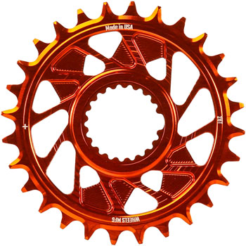 Wheels Manufacturing Direct Mount Chainring - 28t, Shimano Direct Mount, 1.5mm Outboard Offset, HG+ Chain Compatible, Orange EA Direct Mount Chainrings