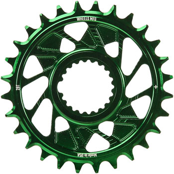 Wheels Manufacturing Direct Mount Chainring - 28t, Shimano Direct Mount, 1.5mm Outboard Offset, HG+ Chain Compatible, Green EA Direct Mount Chainrings