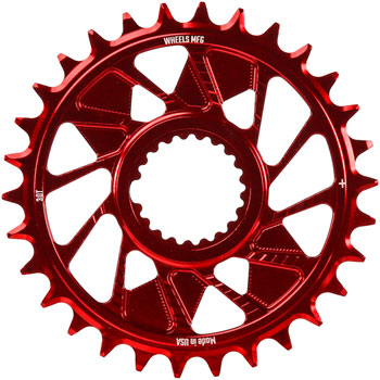 Wheels Manufacturing Direct Mount Chainring - 30t, Shimano Direct Mount, 1.5mm Outboard Offset, HG+ Chain Compatible, Red EA Direct Mount Chainrings