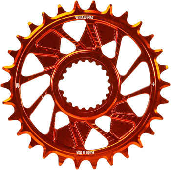 Wheels Manufacturing Direct Mount Chainring - 30t, Shimano Direct Mount, 1.5mm Outboard Offset, HG+ Chain Compatible, Orange EA Direct Mount Chainrings