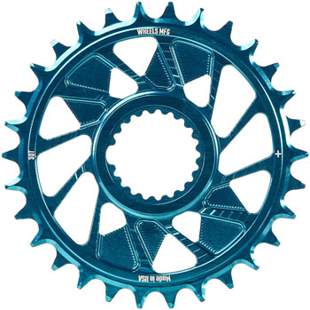 Wheels Manufacturing Direct Mount Chainring - 30t, Shimano Direct Mount, 1.5mm Outboard Offset, HG+ Chain Compatible, Teal EA Direct Mount Chainrings