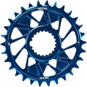 Wheels Manufacturing Direct Mount Chainring - 30t, Shimano Direct Mount, 1.5mm Outboard Offset, HG+ Chain Compatible, Blue EA Direct Mount Chainrings