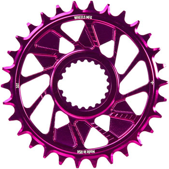 Wheels Manufacturing Direct Mount Chainring - 30t, Shimano Direct Mount, 1.5mm Outboard Offset, HG+ Chain Compatible, Purple EA Direct Mount Chainrings
