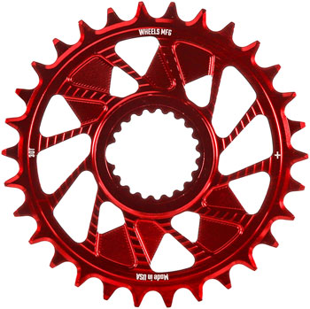 Wheels Manufacturing Direct Mount Chainring - 30t, Shimano Direct Mount, 1.5mm Inboard Offset, HG+ Chain Compatible, Red EA Direct Mount Chainrings