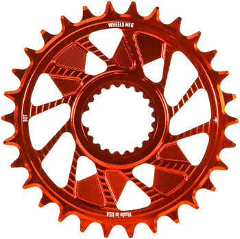 Wheels Manufacturing Direct Mount Chainring - 30t, Shimano Direct Mount, 1.5mm Inboard Offset, HG+ Chain Compatible, Orange EA Direct Mount Chainrings