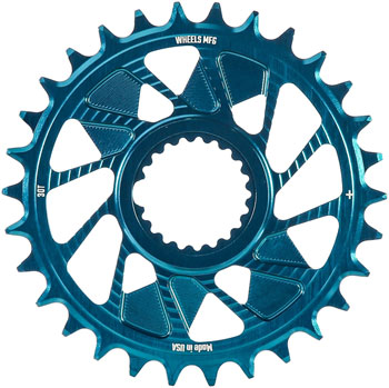 Wheels Manufacturing Direct Mount Chainring - 30t, Shimano Direct Mount, 1.5mm Inboard Offset, HG+ Chain Compatible, Teal EA Direct Mount Chainrings