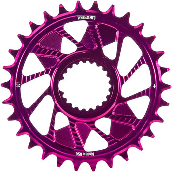 Wheels Manufacturing Direct Mount Chainring - 30t, Shimano Direct Mount, 1.5mm Inboard Offset, HG+ Chain Compatible, Purple EA Direct Mount Chainrings