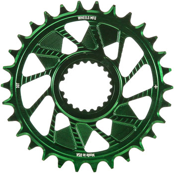 Wheels Manufacturing Direct Mount Chainring - 30t, Shimano Direct Mount, 1.5mm Inboard Offset, HG+ Chain Compatible, Green EA Direct Mount Chainrings