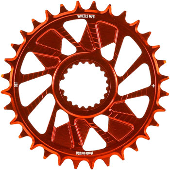 Wheels Manufacturing Direct Mount Chainring - 32t, Shimano Direct Mount, 1.5mm Outboard Offset, HG+ Chain Compatible, Orange EA Direct Mount Chainrings
