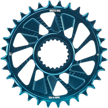 Wheels Manufacturing Direct Mount Chainring - 32t, Shimano Direct Mount, 1.5mm Outboard Offset, HG+ Chain Compatible, Teal EA Direct Mount Chainrings