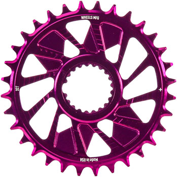 Wheels Manufacturing Direct Mount Chainring - 32t, Shimano Direct Mount, 1.5mm Outboard Offset, HG+ Chain Compatible, Purple EA Direct Mount Chainrings
