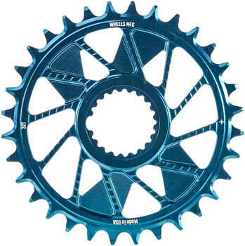 Wheels Manufacturing Direct Mount Chainring - 32t, Shimano Direct Mount, 1.5mm Inboard Offset, HG+ Chain Compatible, Teal EA Direct Mount Chainrings