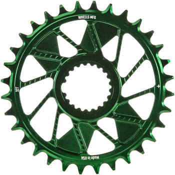 Wheels Manufacturing Direct Mount Chainring - 32t, Shimano Direct Mount, 1.5mm Inboard Offset, HG+ Chain Compatible, Green EA Direct Mount Chainrings