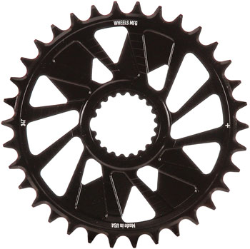 Wheels Manufacturing Direct Mount Chainring - 34t, Shimano Direct Mount, 1.5mm Outboard Offset, HG+ Chain Compatible, Black EA Direct Mount Chainrings
