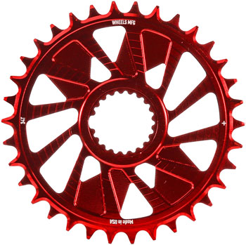 Wheels Manufacturing Direct Mount Chainring - 34t, Shimano Direct Mount, 1.5mm Outboard Offset, HG+ Chain Compatible, Red EA Direct Mount Chainrings