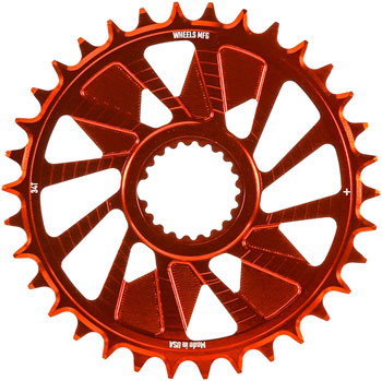 Wheels Manufacturing Direct Mount Chainring - 34t, Shimano Direct Mount, 1.5mm Outboard Offset, HG+ Chain Compatible, Orange EA Direct Mount Chainrings