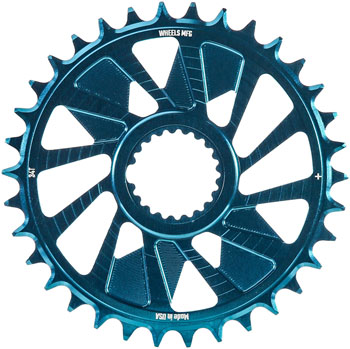 Wheels Manufacturing Direct Mount Chainring - 34t, Shimano Direct Mount, 1.5mm Outboard Offset, HG+ Chain Compatible, Teal EA Direct Mount Chainrings