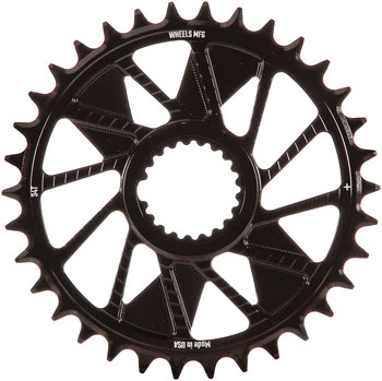 Wheels Manufacturing Direct Mount Chainring - 34t, Shimano Direct Mount, 1.5mm Inboard Offset, HG+ Chain Compatible, Black EA Direct Mount Chainrings