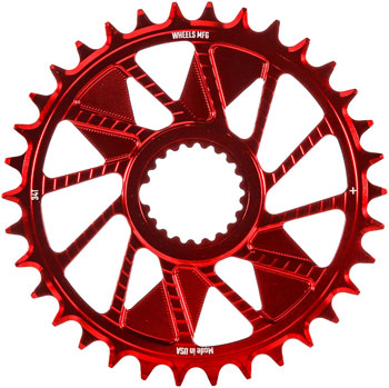 Wheels Manufacturing Direct Mount Chainring - 34t, Shimano Direct Mount, 1.5mm Inboard Offset, HG+ Chain Compatible, Red EA Direct Mount Chainrings