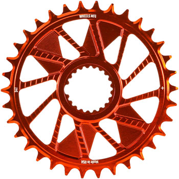 Wheels Manufacturing Direct Mount Chainring - 34t, Shimano Direct Mount, 1.5mm Inboard Offset, HG+ Chain Compatible, Orange EA Direct Mount Chainrings