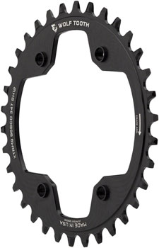 Wolf Tooth 96 BCD Chainring - 32t, 96 Asymmetric BCD, 4-Bolt, For Shimano Cranks, Drop-Stop ST, Requires 12-Speed HG+ Chain, Black EA Chainrings
