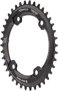 Wolf Tooth Elliptical Shimano 110 Asymmetric BCD Chainring - 38t, 110 Asymmetric BCD, 4-Bolt, Drop-Stop B, For Shimano GRX Cranks, Black EA Chainrings