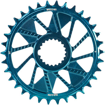 Wheels Manufacturing Direct Mount Chainring - 34t, Shimano Direct Mount, 1.5mm Inboard Offset, HG+ Chain Compatible, Teal EA Direct Mount Chainrings