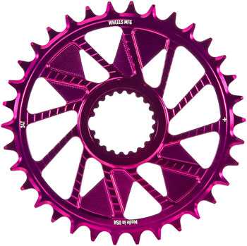 Wheels Manufacturing Direct Mount Chainring - 34t, Shimano Direct Mount, 1.5mm Inboard Offset, HG+ Chain Compatible, Purple EA Direct Mount Chainrings