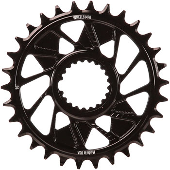 Wheels Manufacturing Direct Mount Chainring - 30t, Shimano Direct Mount, 1.5mm Outboard Offset, T-Type Chain Compatible, Black EA Direct Mount Chainrings