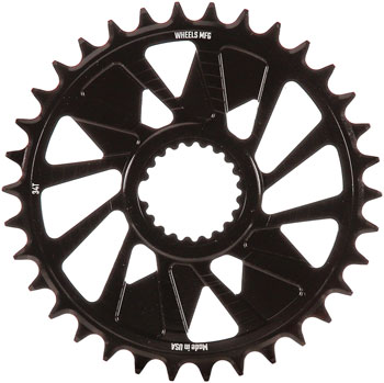 Wheels Manufacturing Direct Mount Chainring - 34t, Shimano Direct Mount, 1.5mm Outboard Offset, T-Type Chain Compatible, Black EA Direct Mount Chainrings