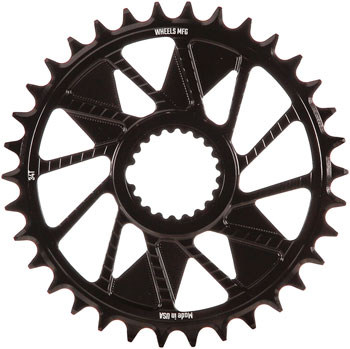 Wheels Manufacturing Direct Mount Chainring - 34t, Shimano Direct Mount, 1.5mm Inboard Offset, T-Type Chain Compatible, Black EA Direct Mount Chainrings