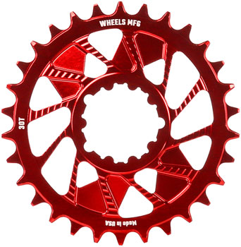 Wheels Manufacturing Direct Mount Chainring - 30t, SRAM 3-Bolt Direct Mount, 3mm Offset, T-Type Chain Compatible, Red EA Direct Mount Chainrings