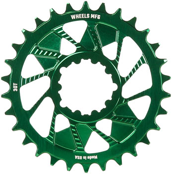 Wheels Manufacturing Direct Mount Chainring - 30t, SRAM 3-Bolt Direct Mount, 3mm Offset, T-Type Chain Compatible, Green EA Direct Mount Chainrings