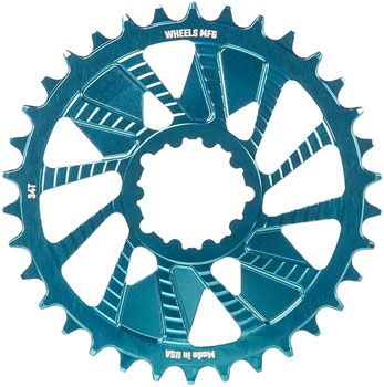 Wheels Manufacturing Direct Mount Chainring - 34t, SRAM 3-Bolt Direct Mount, 3mm Offset, T-Type Chain Compatible, Teal EA Direct Mount Chainrings
