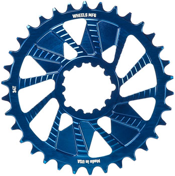 Wheels Manufacturing Direct Mount Chainring - 34t, SRAM 3-Bolt Direct Mount, 3mm Offset, T-Type Chain Compatible, Blue EA Direct Mount Chainrings