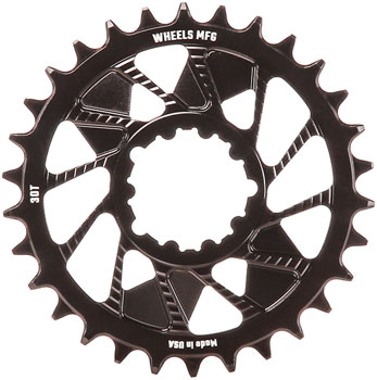 Wheels Manufacturing Direct Mount Chainring - 30t, SRAM 3-Bolt Direct Mount, 3mm Offset, Compatible with Hyperglide+ Chain, Black EA Direct Mount Chainrings