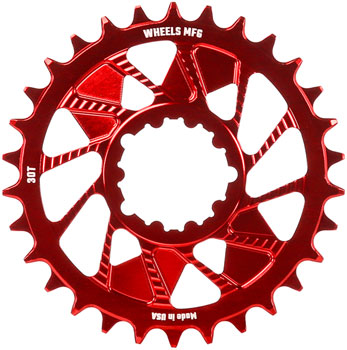 Wheels Manufacturing Direct Mount Chainring - 30t, SRAM 3-Bolt Direct Mount, 3mm Offset, Compatible with Hyperglide+ Chain, Red EA Direct Mount Chainrings