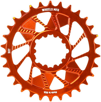 Wheels Manufacturing Direct Mount Chainring - 30t, SRAM 3-Bolt Direct Mount, 3mm Offset, Compatible with Hyperglide+ Chain, Orange EA Direct Mount Chainrings