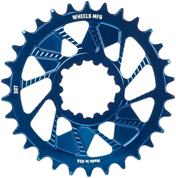 Wheels Manufacturing Direct Mount Chainring - 30t, SRAM 3-Bolt Direct Mount, 3mm Offset, Compatible with Hyperglide+ Chain, Blue EA Direct Mount Chainrings