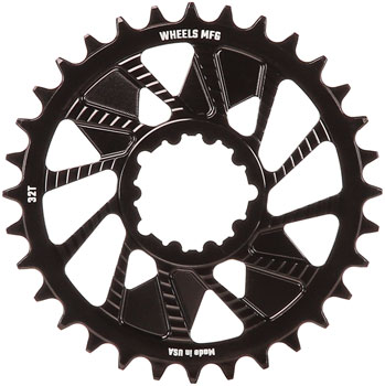 Wheels Manufacturing Direct Mount Chainring - 32t, SRAM 3-Bolt Direct Mount, 3mm Offset, Compatible with Hyperglide+ Chain, Black EA Direct Mount Chainrings