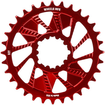 Wheels Manufacturing Direct Mount Chainring - 32t, SRAM 3-Bolt Direct Mount, 3mm Offset, Compatible with Hyperglide+ Chain, Red EA Direct Mount Chainrings