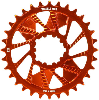 Wheels Manufacturing Direct Mount Chainring - 32t, SRAM 3-Bolt Direct Mount, 3mm Offset, Compatible with Hyperglide+ Chain, Orange EA Direct Mount Chainrings