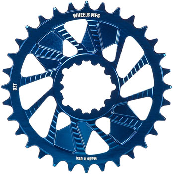 Wheels Manufacturing Direct Mount Chainring - 32t, SRAM 3-Bolt Direct Mount, 3mm Offset, Compatible with Hyperglide+ Chain, Blue EA Direct Mount Chainrings