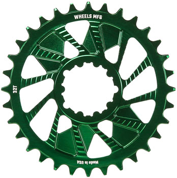 Wheels Manufacturing Direct Mount Chainring - 32t, SRAM 3-Bolt Direct Mount, 3mm Offset, Compatible with Hyperglide+ Chain, Green EA Direct Mount Chainrings