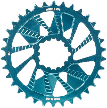Wheels Manufacturing Direct Mount Chainring - 34t, SRAM 3-Bolt Direct Mount, 3mm Offset, Compatible with Hyperglide+ Chain, Teal EA Direct Mount Chainrings