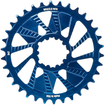 Wheels Manufacturing Direct Mount Chainring - 34t, SRAM 3-Bolt Direct Mount, 3mm Offset, Compatible with Hyperglide+ Chain, Blue EA Direct Mount Chainrings