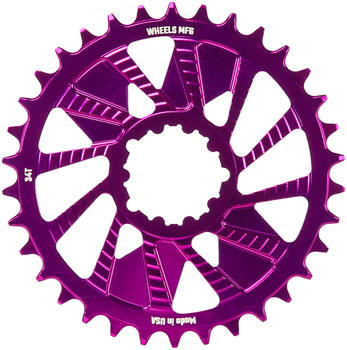 Wheels Manufacturing Direct Mount Chainring - 34t, SRAM 3-Bolt Direct Mount, 3mm Offset, Compatible with Hyperglide+ Chain, Purple EA Direct Mount Chainrings