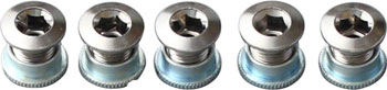Sugino 75 Track Chainring Bolt/Nut Set of 5: Chromed Steel Silver SET Chainring Bolts
